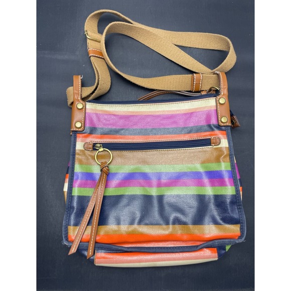 Fossil Keyper Crossbody Coated Canvas Mailbag Multicolor Stripe - Picture 5 of 10